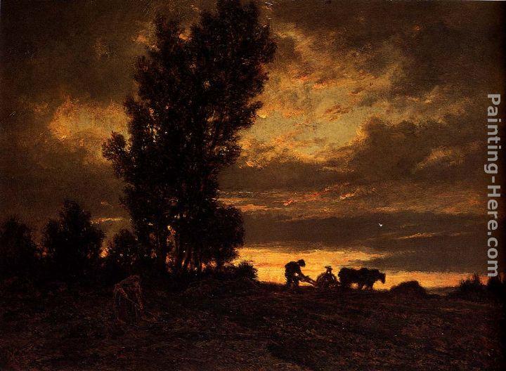 Theodore Rousseau Landscape With A Ploughman